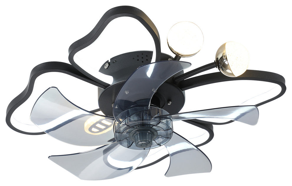 20 in. W x 6 in. H Iron Ceiling Fan in Black with Dimmable LED Lights