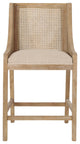 Deville Fabric Upholstered Wood and Cane 25.5 inch Counter Stools, Set of 2, Beige