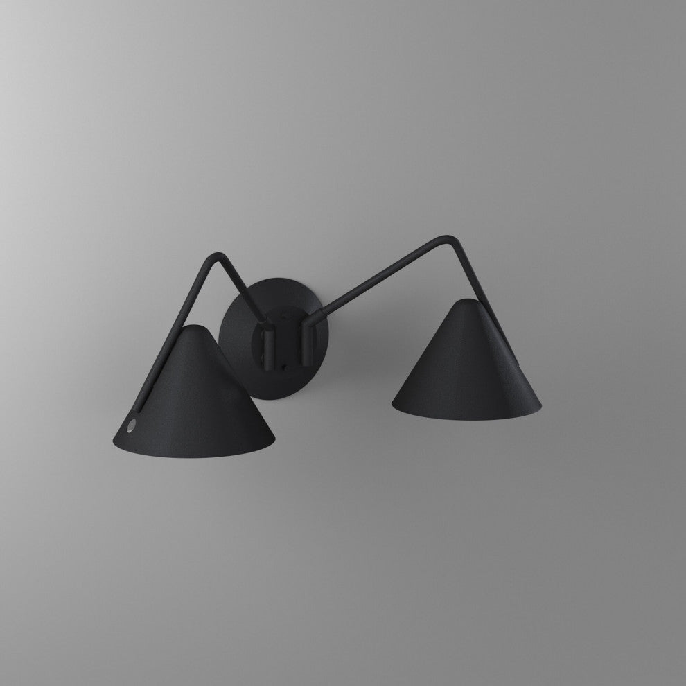 Zag - 2-Light LED Wall Sconce - Textured Matte Black Shade Finish