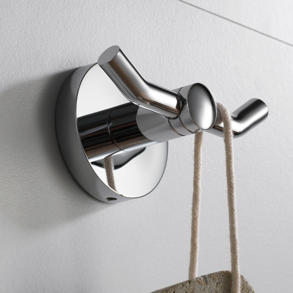 Elie Bathroom Robe and Towel Double Hook, Chrome