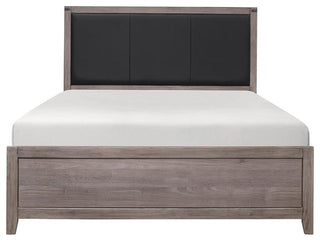 Lexicon Woodrow Contemporary Upholstery Headboard Wood Full Bed in Gray/Black