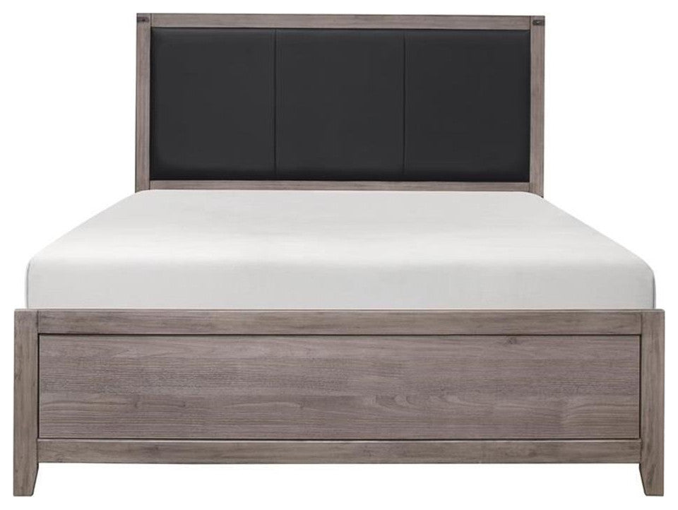 Lexicon Woodrow Contemporary Upholstery Headboard Wood Full Bed in Gray/Black