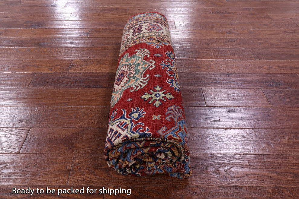 6' 3" X 9' 8" Hand-Knotted Super Kazak Wool Rug Q11103