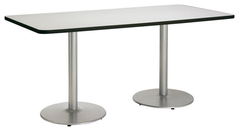 KFI Mode 42" x 96" Conference Table with Linen Round Silver Base Bistro Height