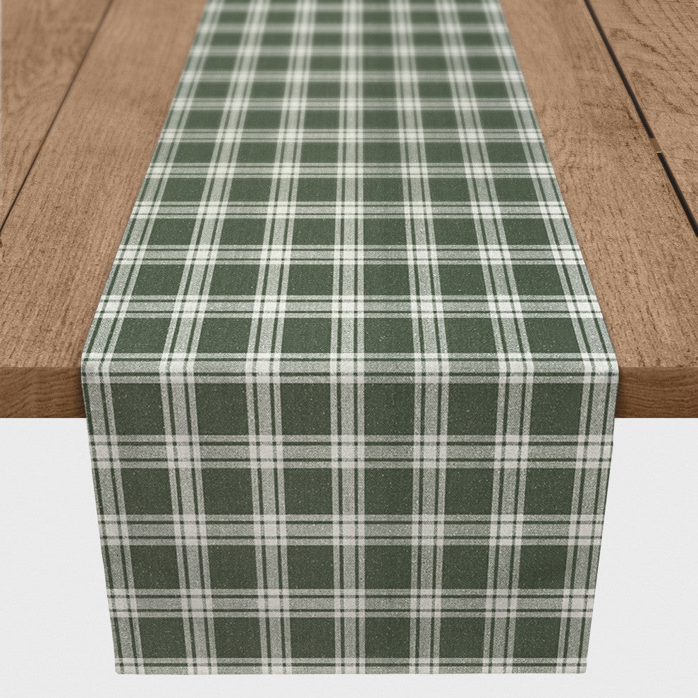 Plaid Hunter Green 16x72 Cotton Twill Runner