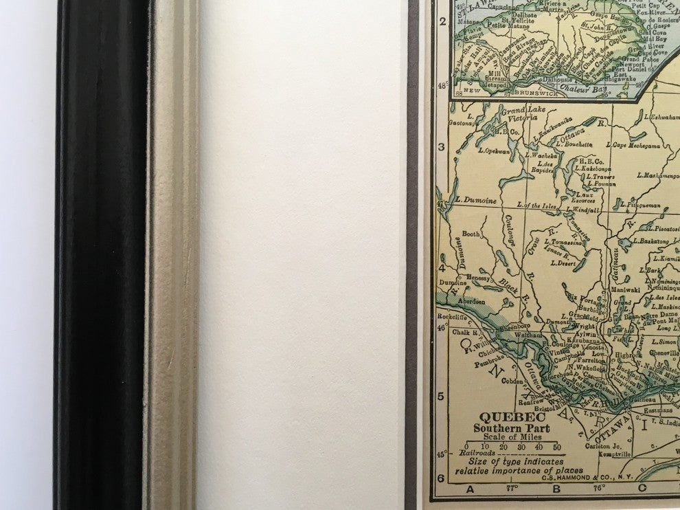 Original Vintage 1927 Quebec  Map, Framed
