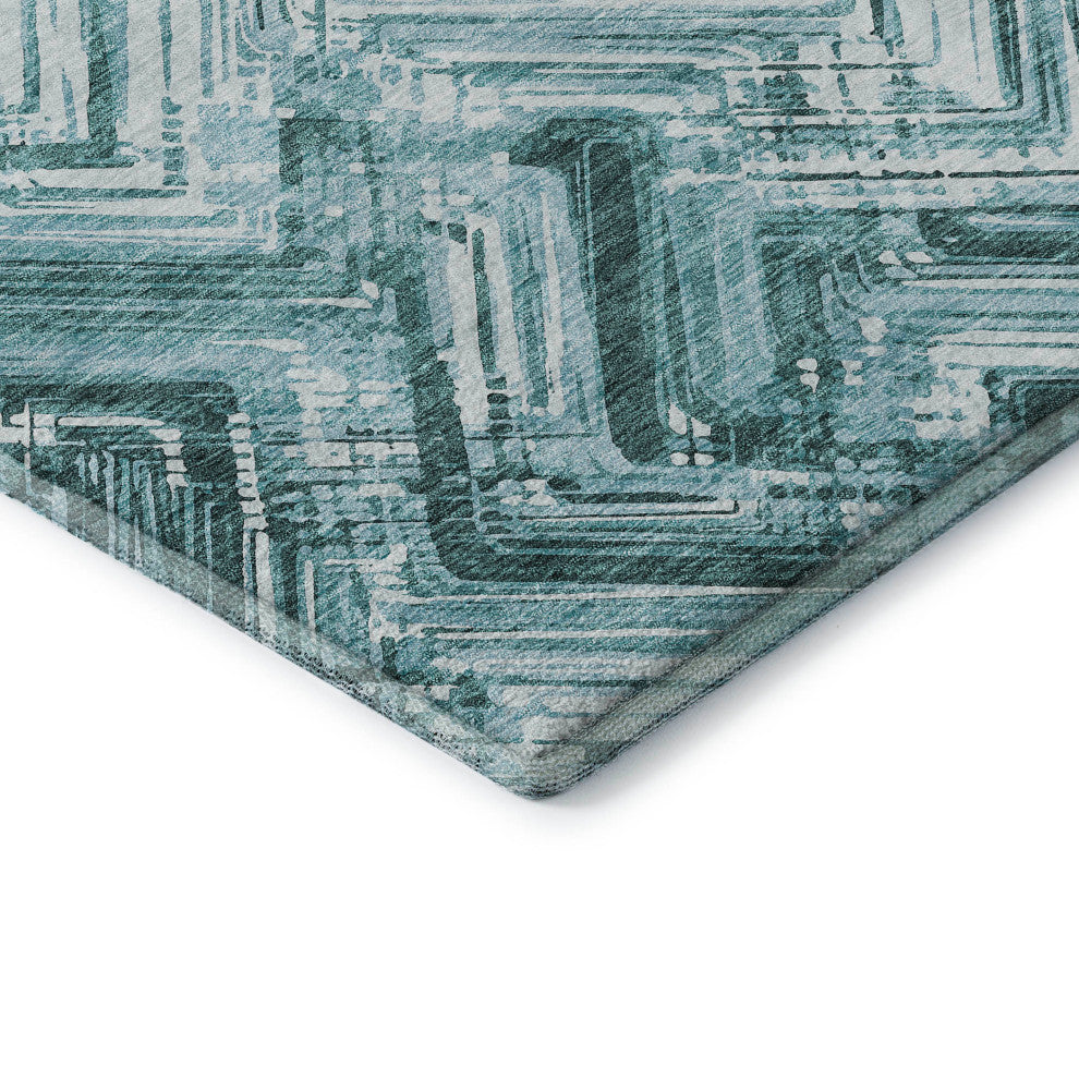 Premium Machine Washable Mayfield AMF630 Teal 3' x 5' Rug