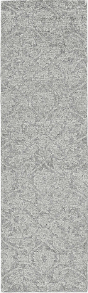 HomeRoots 8'x11' Grey Hand Tufted Space Dyed Ogee Indoor Area Rug