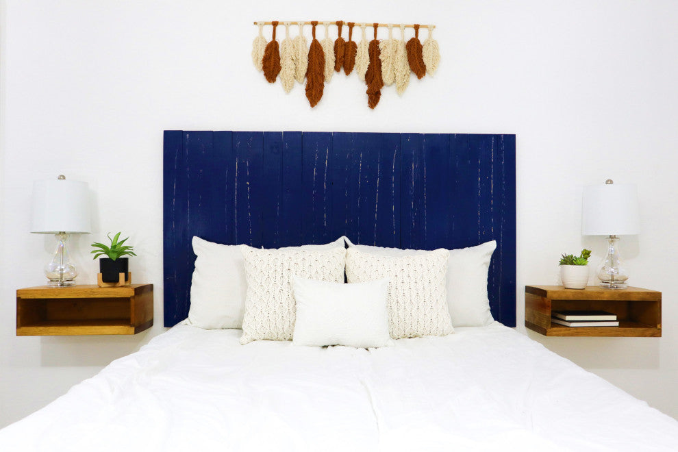 Handcrafted Headboard, Leaner Style, Navy Blue, Twin