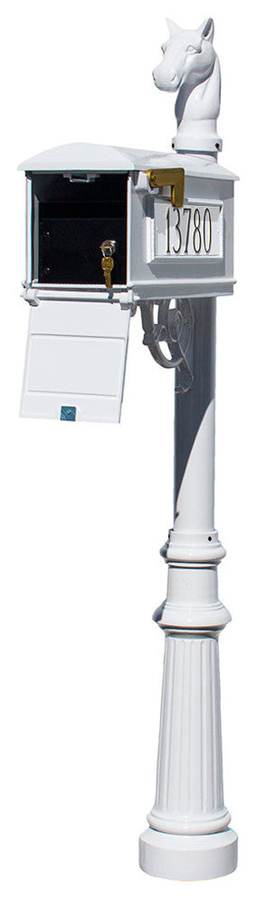 Mailbox Post System Locking Insert With 3-Cast Plates, White