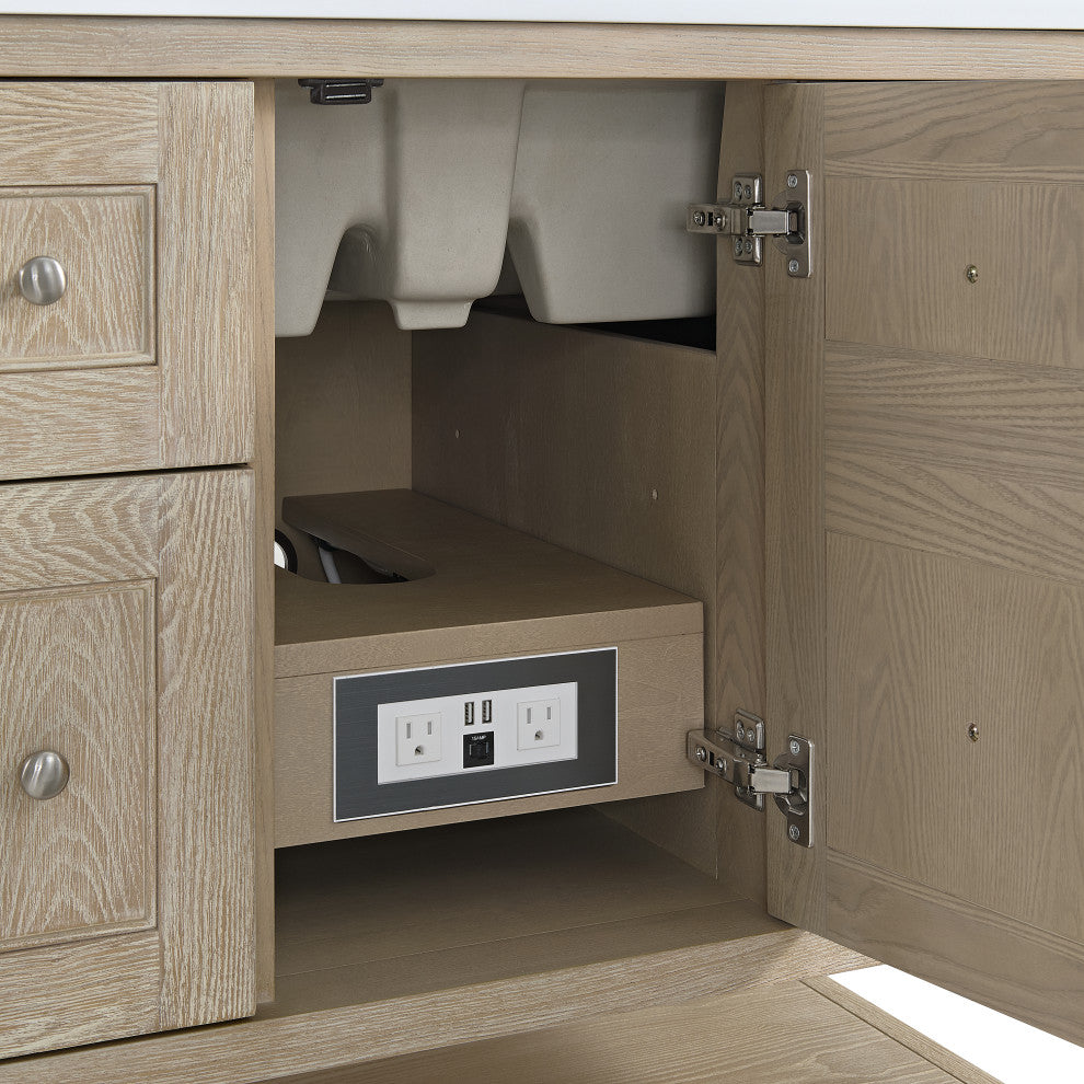 Breckenridge 36" Single Vanity, Oak, 3 CM White Zeus Top