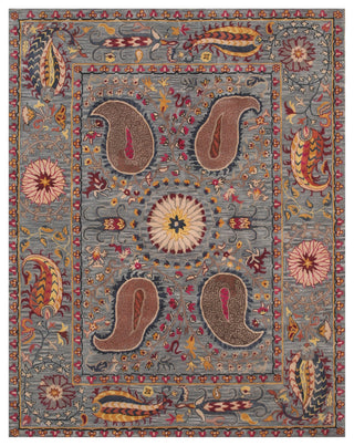 EORC Hand-tufted Wool Blue Transitional Floral Paisley Rug, Rectangular