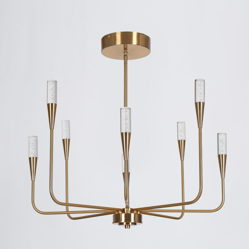 LNC 8-Light Polished Gold Candle Modern/Contemporary LED Indoor Chandelier