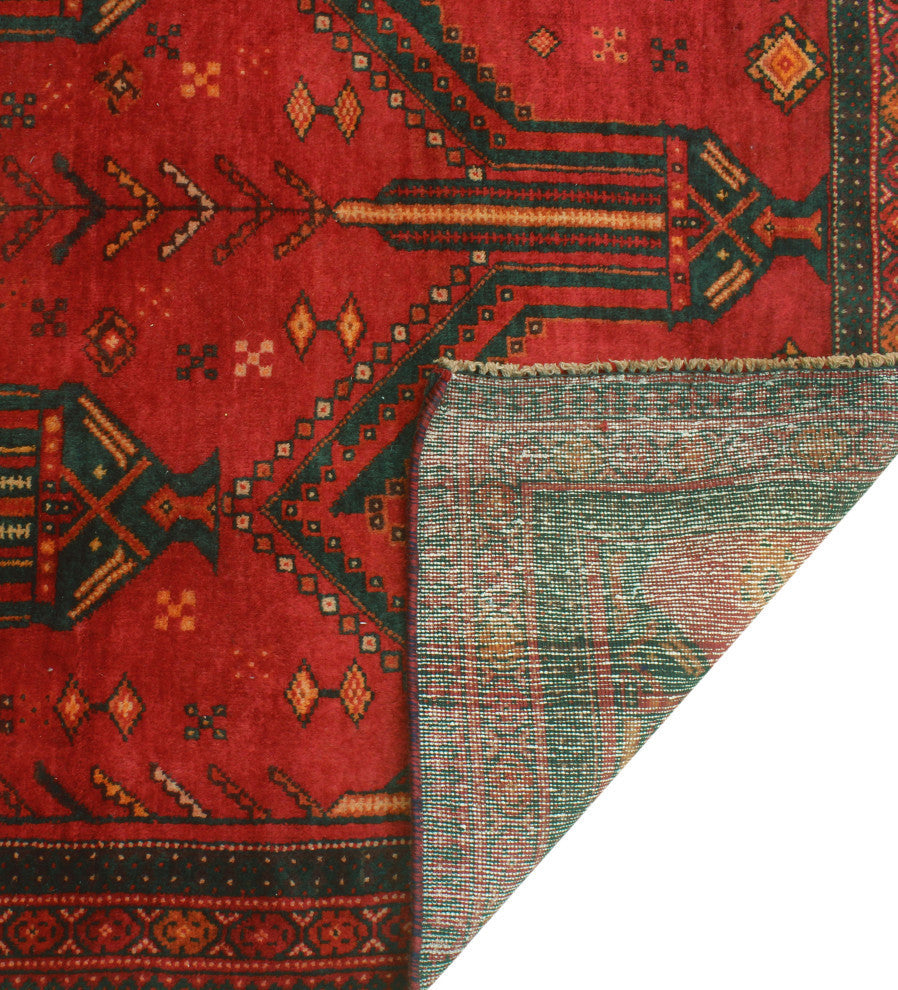 Fine Vintage Distressed Crespin Red/Charcoal Runner, 3'10x7'9