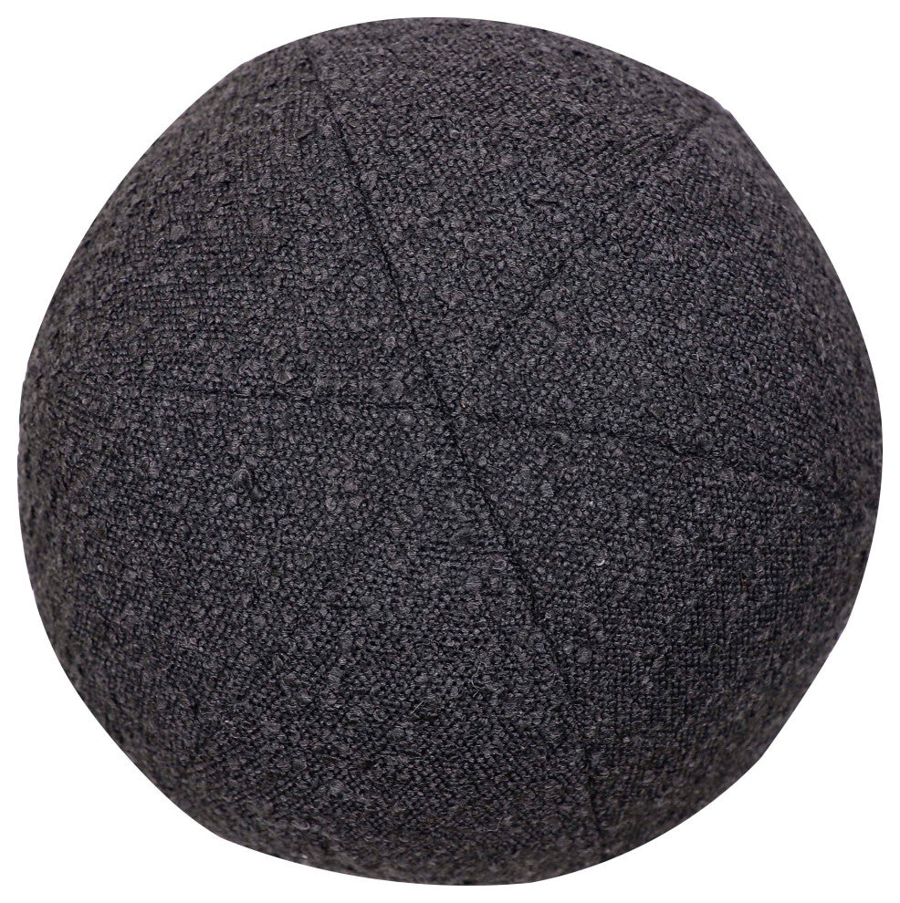 Boba Round Pillow, Black Boucle, 9"