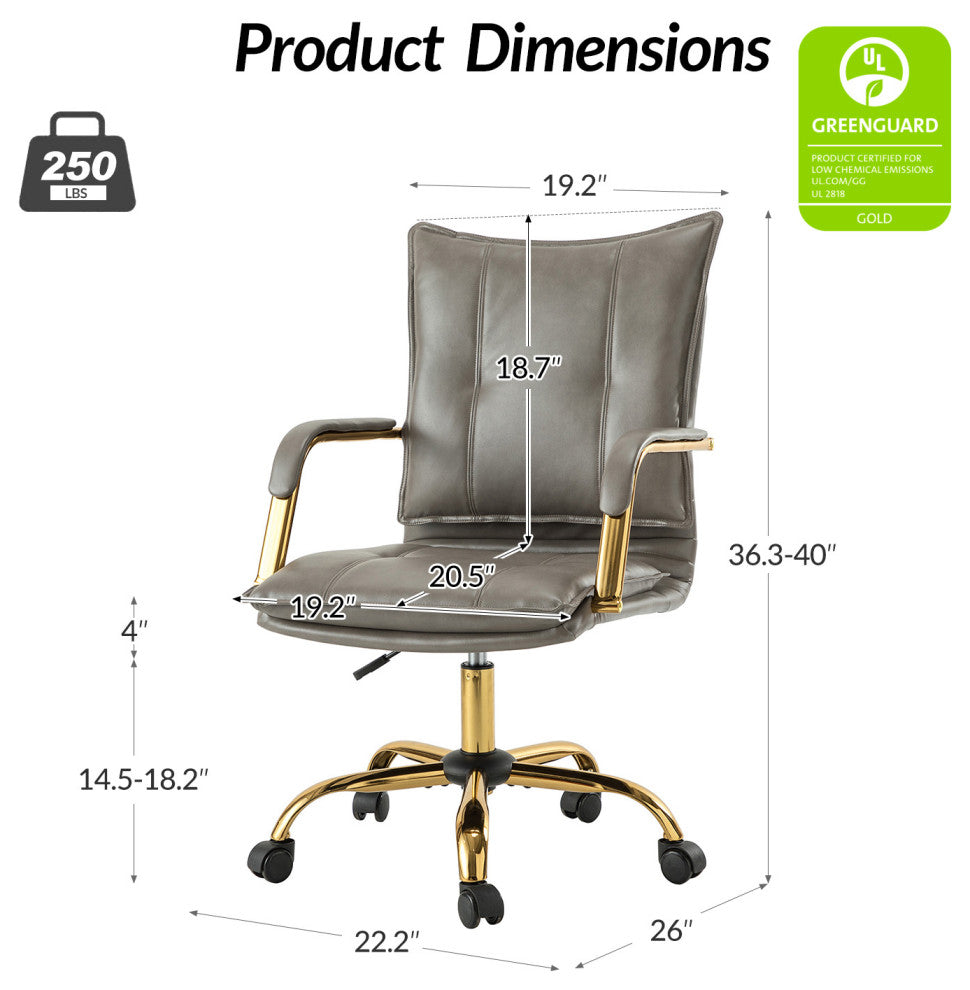 Modern Task Chair Office Swivel Chair with Tufed Back, Gray