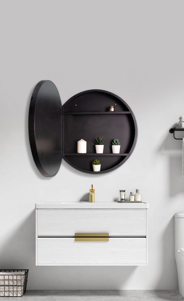 Aurora Round Frame Medicine Cabinet, 24Inch Round