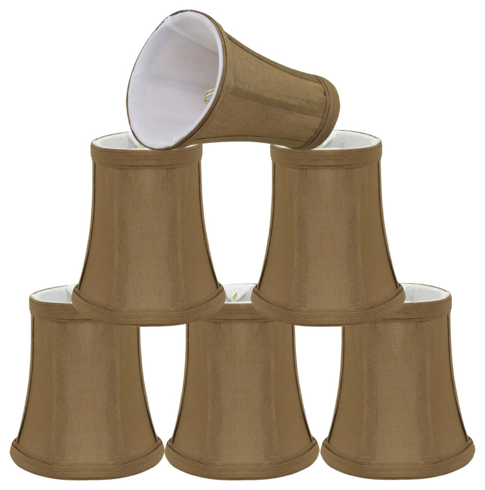 30247-6 Small Bell  Chandelier Clip On Lamp Shade Light Brown 2 1/2"x4"x5"