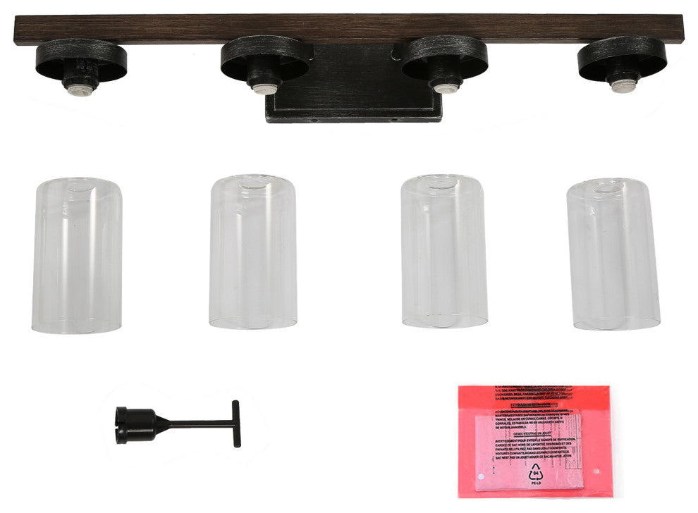 LNC 28" Farmhouse 4-Light Bathroom Vanity Light With Clear Glass