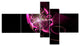 Purple Fractal Sphere in Dark, Floral Canvas Art Print, 60"x32", 5 panels