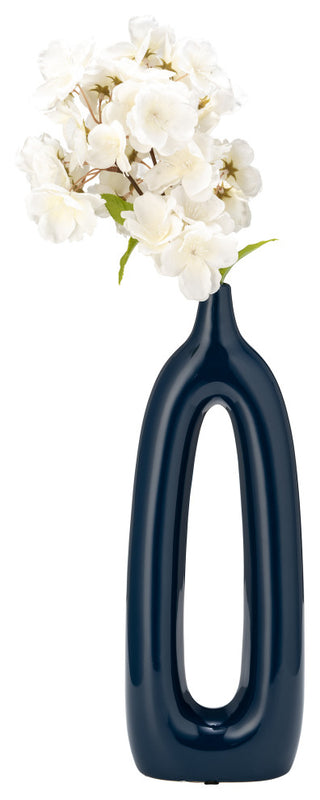 Ceramic 14"H Open Cut-Out Vase, Blue
