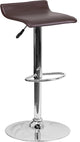Contemporary Brown Vinyl Adjustable Barstool With Chrome Base