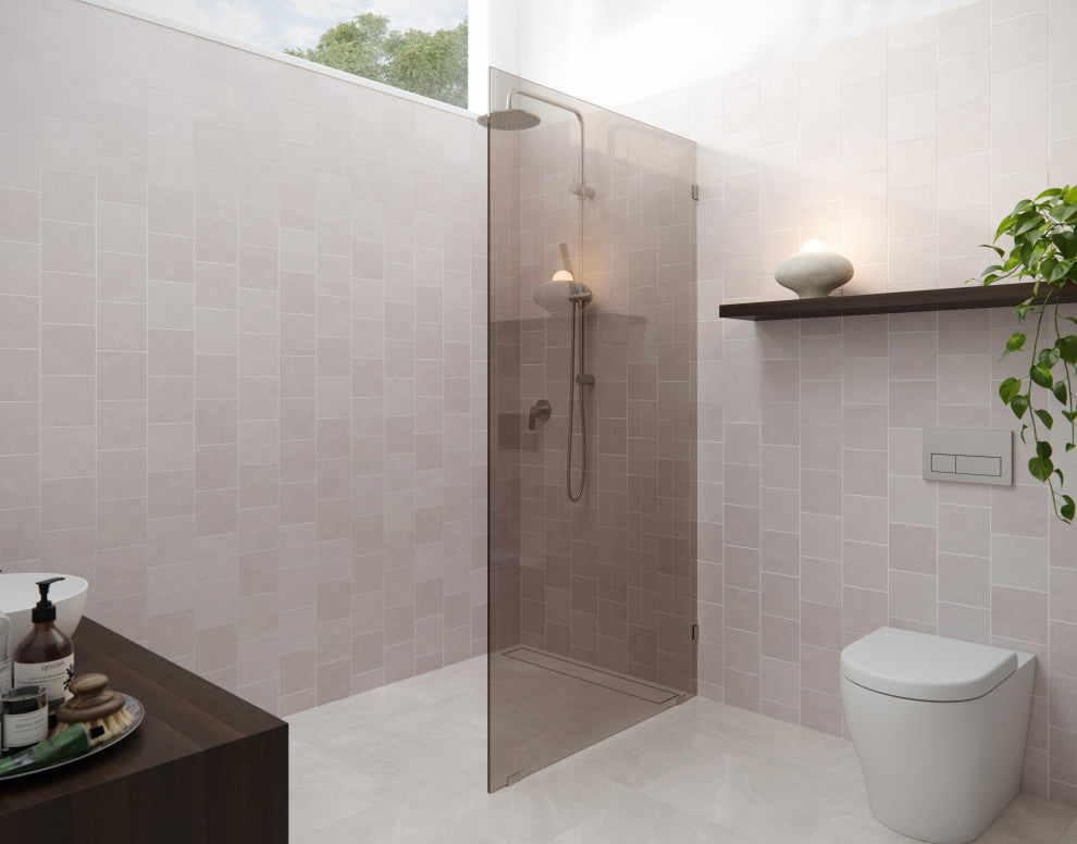 Ursa 36 in. x 78 in. Fully Frameless Fixed Glass Shower Panel With Bronze Tint, Brushed Nickel