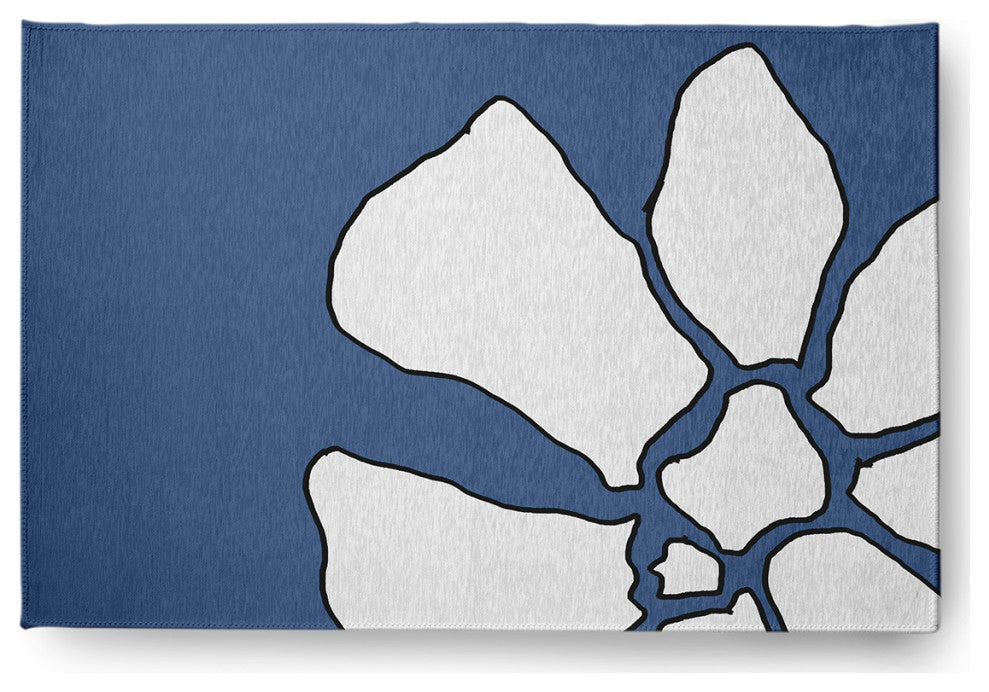 Petal Lines Spring Chenille Rug, Blue, 2'x3'