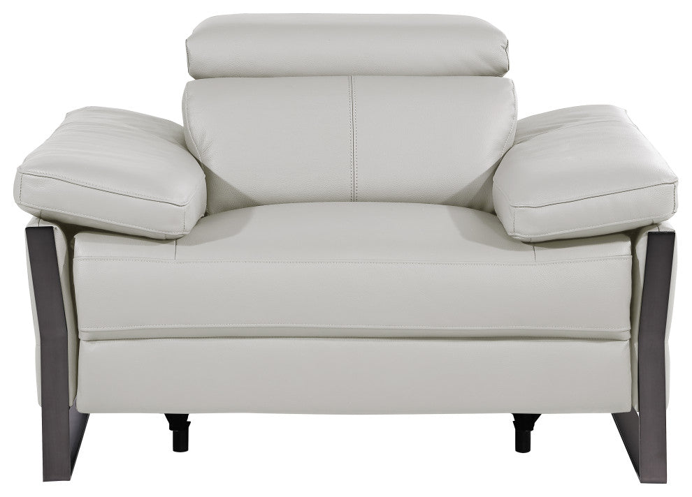 Antonio Italian Leather Power Reclining Arm Chair, Light Gray