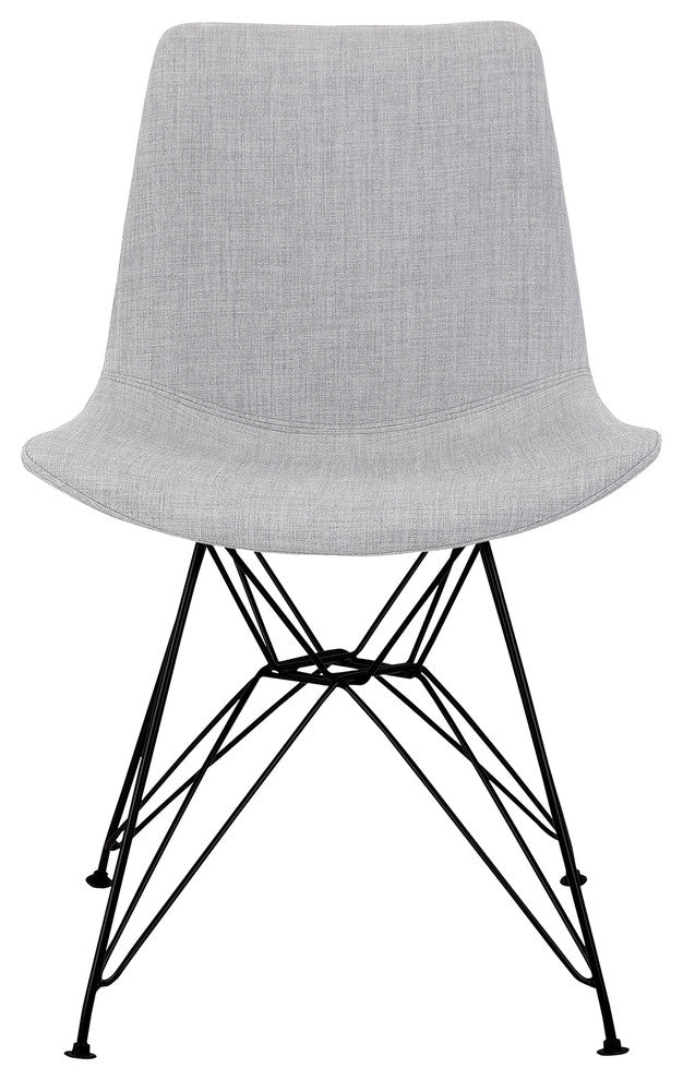 Granger Dining Chair, Gray Fabric With Black Metal Legs