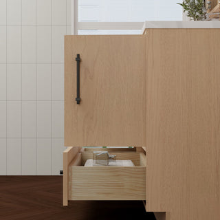 Victoria 42" Solid Wood Bath Vanity Left Side Drawers, Yellow Oak