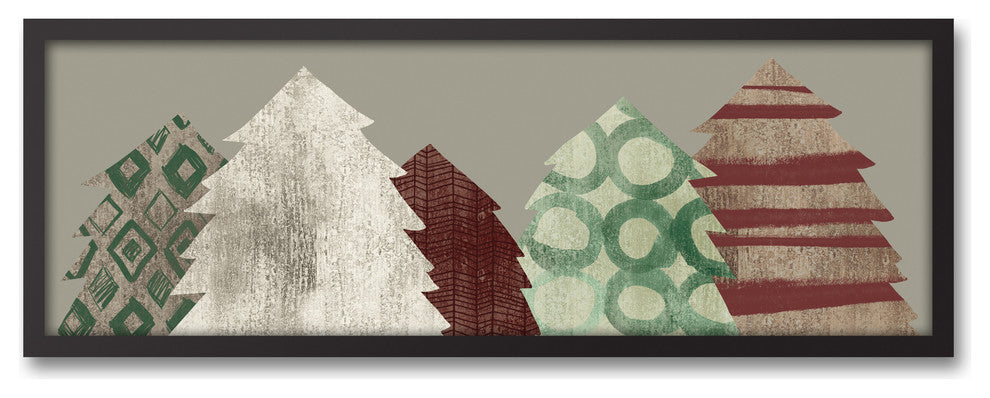 Patterned Christmas Trees 12x36 Black Framed Canvas