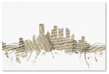 'Pittsburgh Skyline Sheet Music' Canvas Art by Michael Tompsett