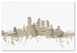 'Pittsburgh Skyline Sheet Music' Canvas Art by Michael Tompsett