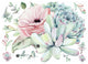 Watercolor Floral Succulents Peel And Stick Giant Wall Decals