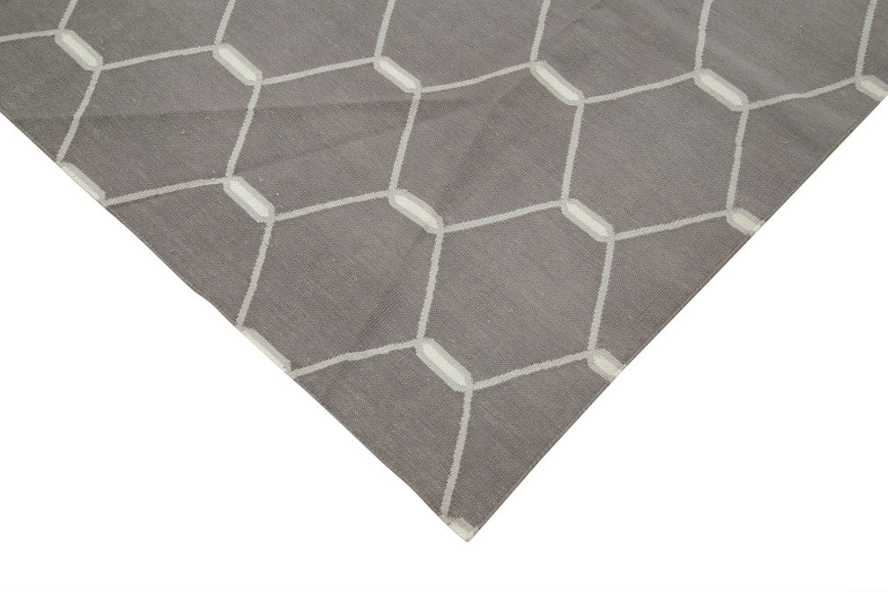 Rug N Carpet - Handmade Wool 10' 2'' x 13' 10'' Flatweave Dhurrie Kilim Rug