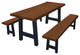 Live Edge Locust Ridgemont Table with 2 Benches, Mushroom Stain, 6 Foot