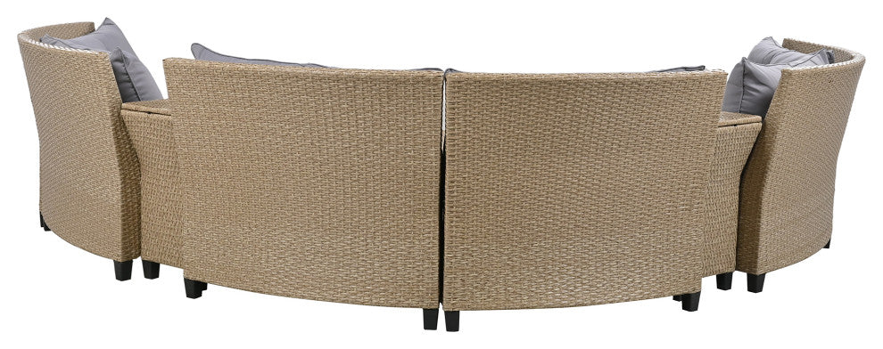 Gewnee U_Style 6 - Person Fan-shaped Rattan Suit Combination