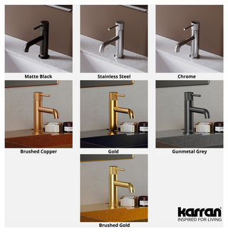 Karran 1-Handle 1-Hole Bathroom Faucet With Pop-up Drain, Gold