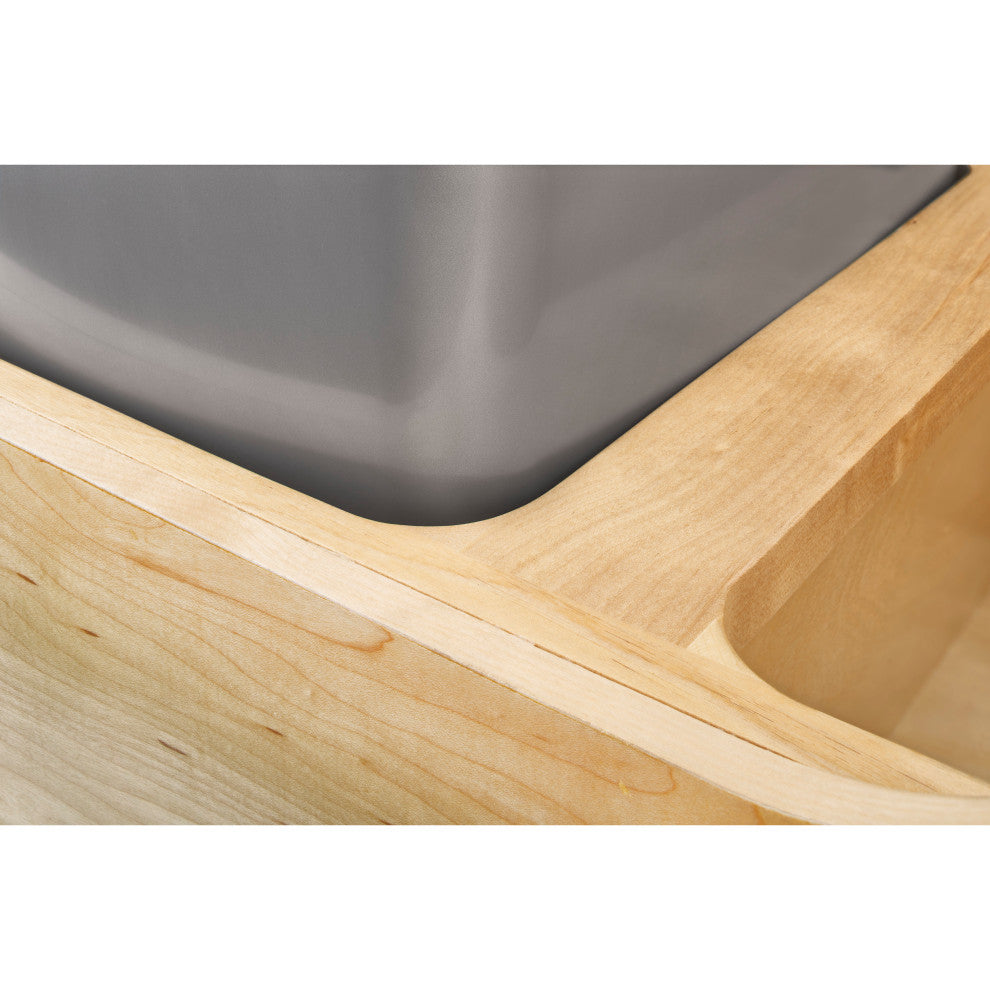 Wood Pull Out Trash/Waste Container With Soft Close, 15", 35 qt./8.75 gal