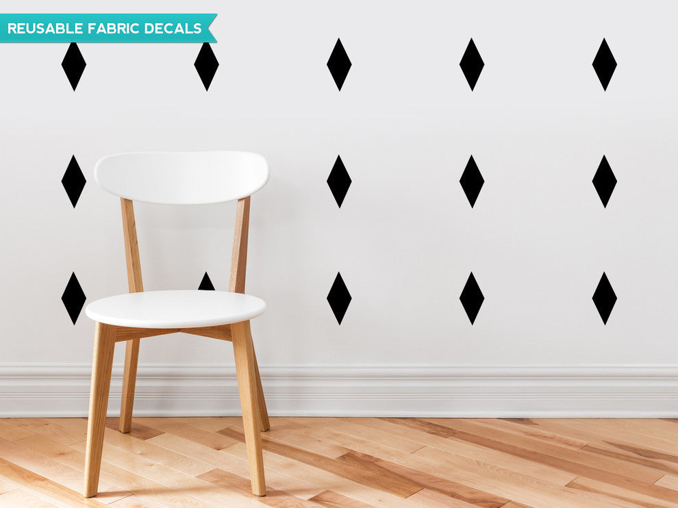 Diamond Fabric Wall Decals, Set of 16, Black