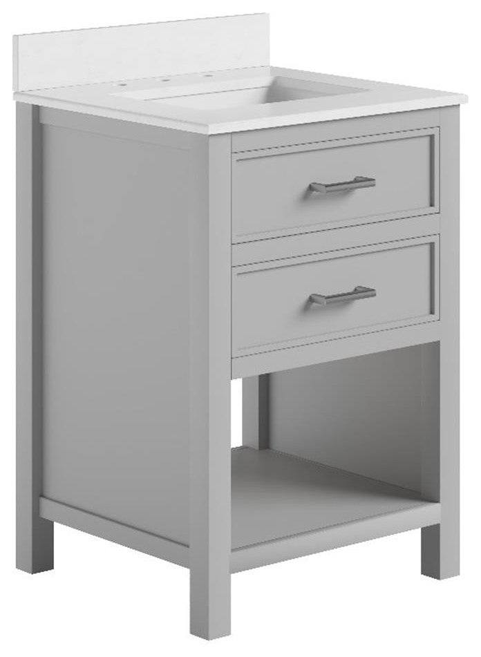 DHP Missouri 24 Inch Bathroom Vanity with Modern Carrera Countertop in Gray