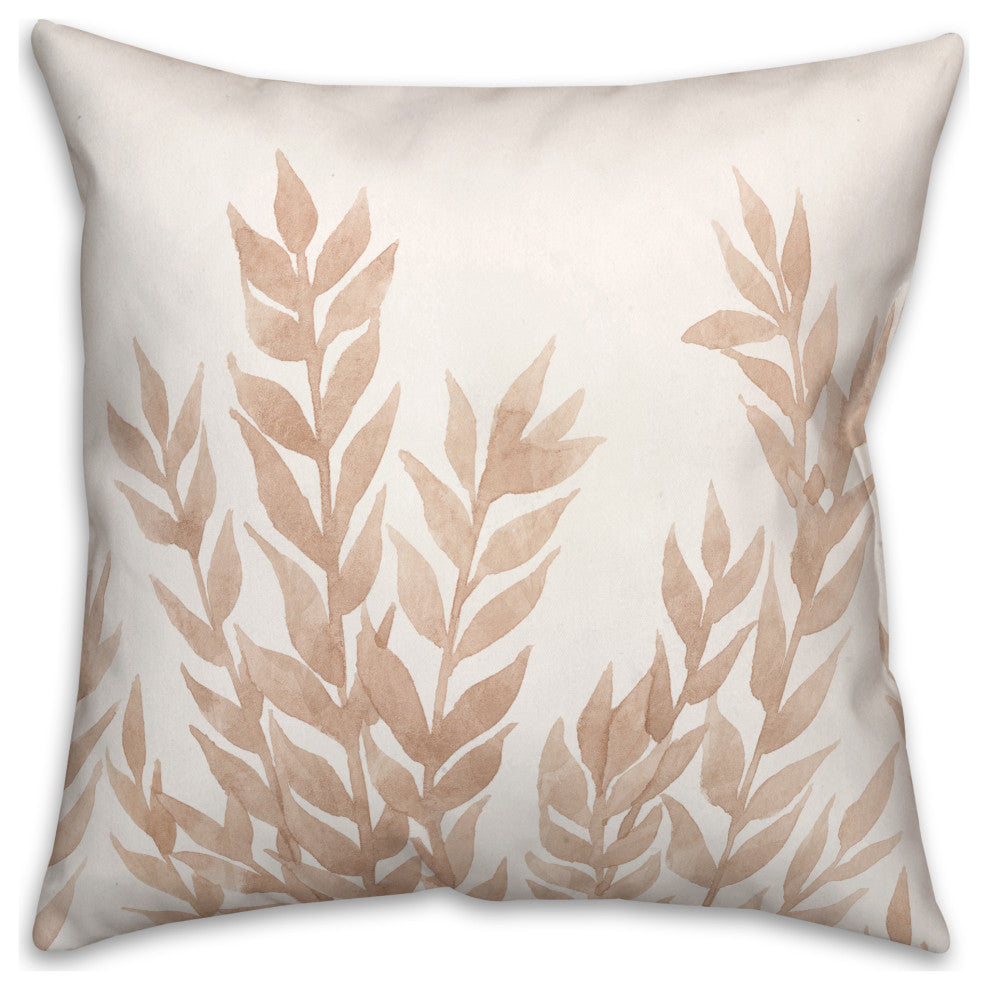 Brown Dried Florals 18"x18" Spun Poly Pillow