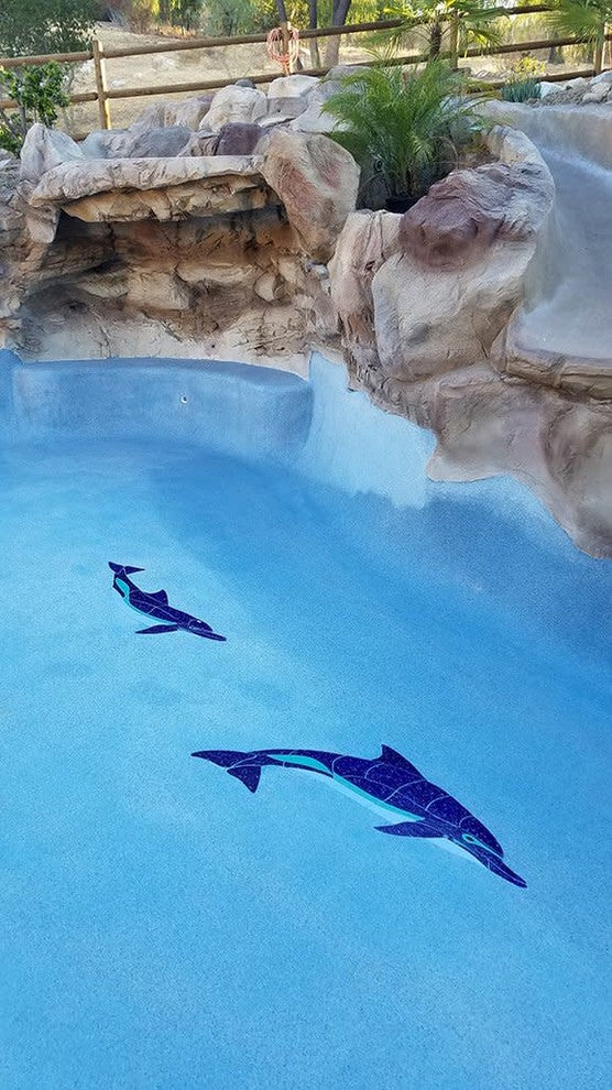Crystal Up Swimming Dolphin Ceramic Swimming Pool Mosaic 48