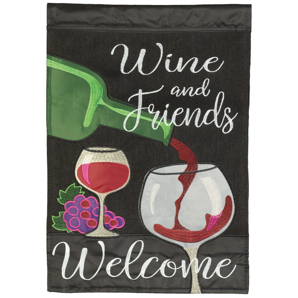 Flag Wine And Friends Welcome 29x42