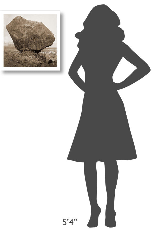 "Perched Rock, Rocker Creek, Arizona, with sitting man, 1872" Paper Art, 18"x18"