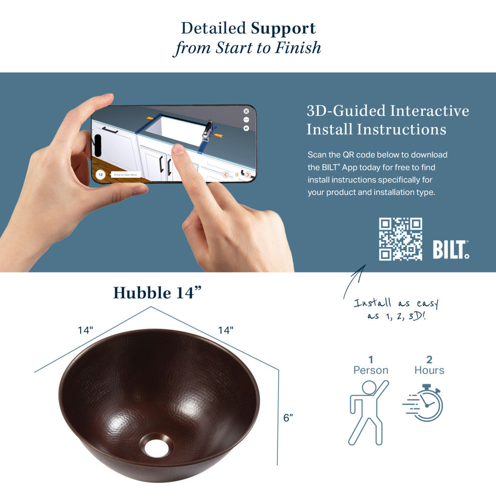 Hubble 14" Vessel Bathroom Sink in Copper