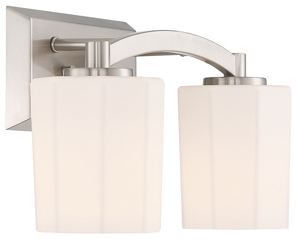 Whitney 2-Light Bathroom Vanity Light, Matte Black, Satin Nickel