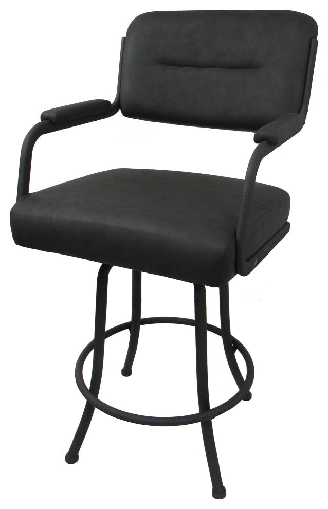 Swivel Counter Metal Bar Stool, Grey Vinyl - Grey, 34"