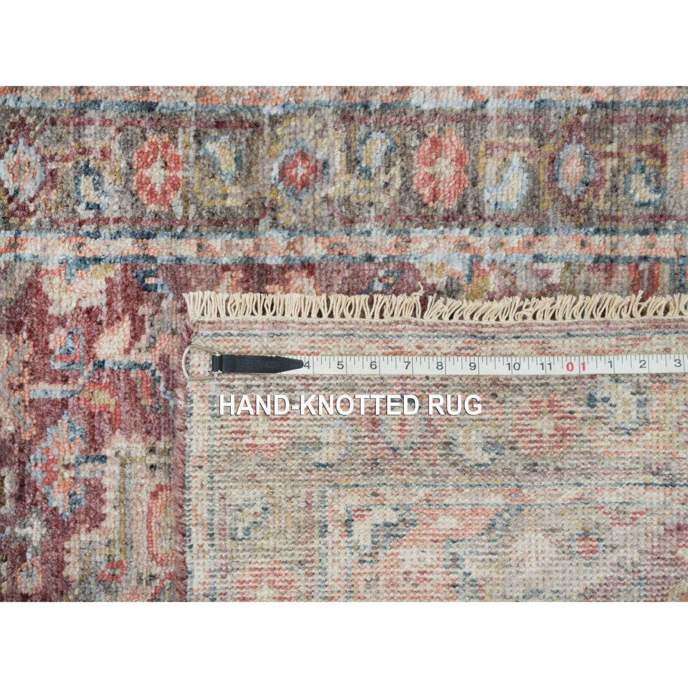 Light Burgundy Organic Wool Hand Knotted Runner Soft Pile Oriental Rug 2'7"x6'
